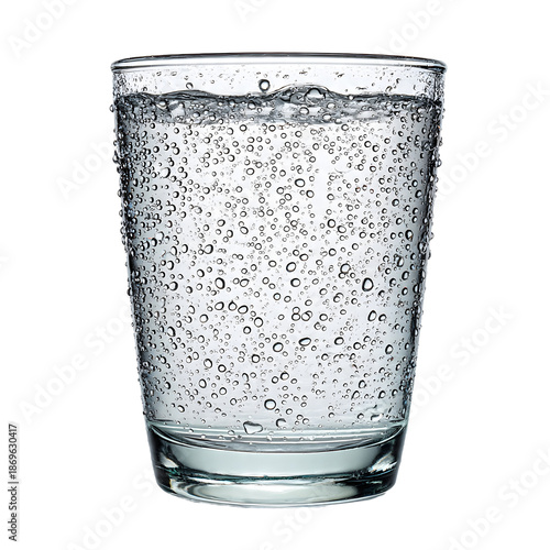 Glass of refreshing sparkling water, Condensation on a cool beverage
