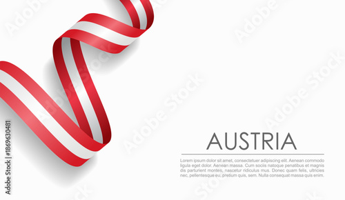Austrian flag wavy ribbon, symbolizing national pride, ideal for patriotic or cultural design themes. Vector illustration.