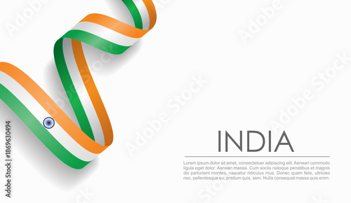 Indian flag wavy ribbon, symbolizing national pride, ideal for patriotic or cultural design themes. Vector illustration.