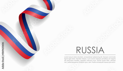 Russian flag wavy ribbon, ideal for patriotic or cultural design themes. Vector illustration.