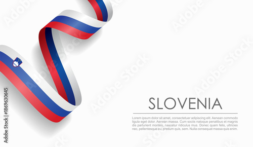 Slovenian flag wavy ribbon, ideal for patriotic or cultural design themes. Vector illustration.