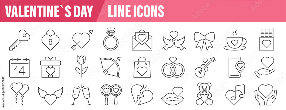 Fototapeta premium Valentines Day Icon Set