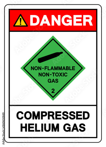 Danger Compressed Helium Gas Symbol Sign, Vector Illustration, Isolate On White Background, Label.EPS10