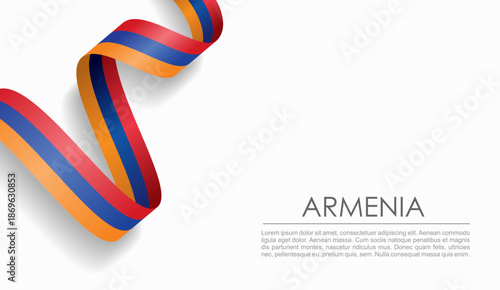 Armenian flag wavy ribbon, ideal for patriotic or cultural design themes. Vector illustration.