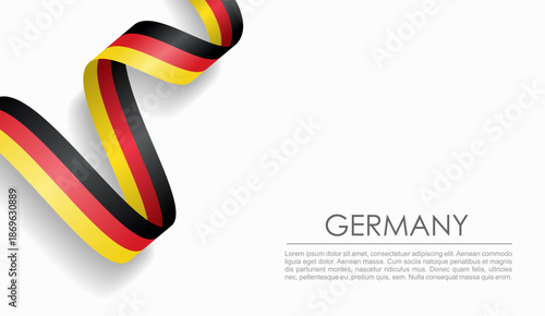 German flag wavy ribbon, ideal for patriotic or cultural design themes. Vector illustration.