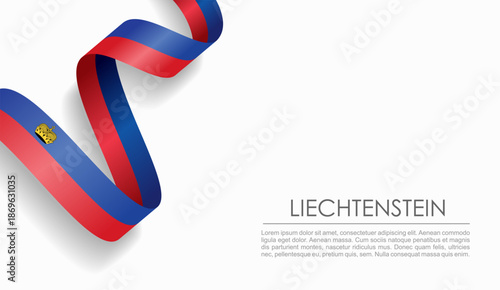 Liechtenstein flag wavy ribbon, ideal for patriotic or cultural design themes. Vector illustration.