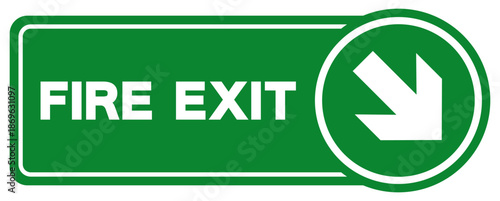 Fire Exit Arrow Right Down Symbol Sign, Vector Illustration, Isolate On White Background Label. EPS10