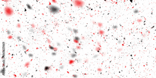 Celebration background template Valentine's Day, with confetti and red ribbons. stains on a white background creating a morbid paint splash pattern. Blood splatters isolated on white.