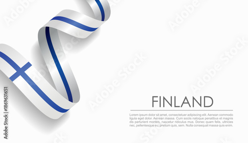 Finnish flag wavy ribbon, ideal for patriotic or cultural design themes. Vector illustration.