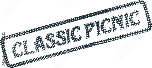 Classic Picnic Invitation Message Stamped with a Dotted Edge Effect