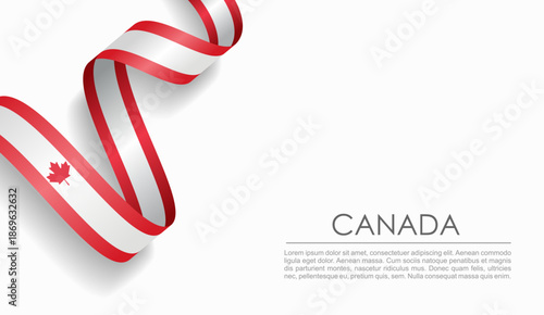 Canadian flag wavy ribbon, ideal for patriotic or cultural design themes. Vector illustration.