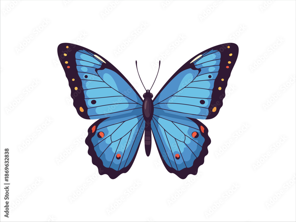 Obraz premium Blue Butterfly Illustration on Transparent Background