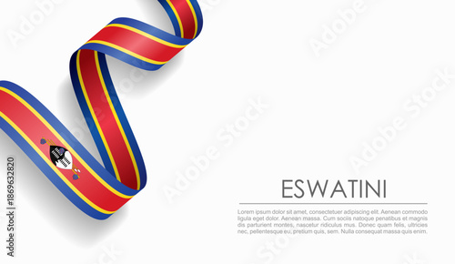 Konstfotografi Swaziland flag wavy ribbon, ideal for patriotic or cultural design themes