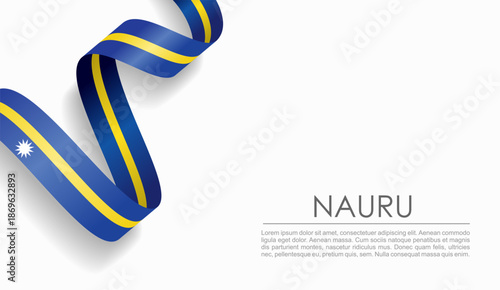 Nauruan flag wavy ribbon, symbolizing national pride, ideal for patriotic or cultural design themes. Vector illustration.