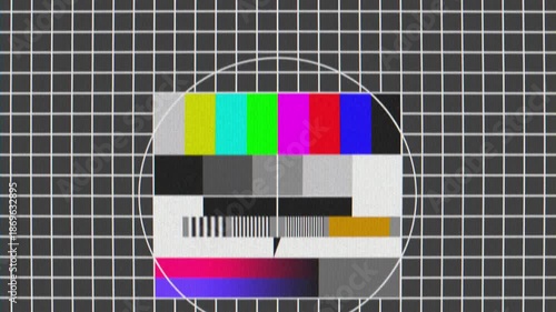 Retro CRT Analog Television Screen With Test Pattern Loop