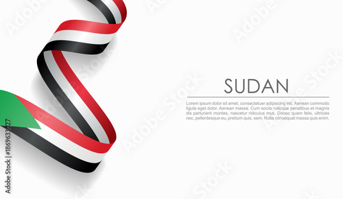 Sudanese flag wavy ribbon, symbolizing national pride, ideal for patriotic or cultural design themes. Vector illustration.