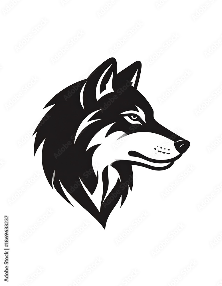 Fototapeta premium Intense Wolf Head Silhouette - A Symbol of Strength and Wildness.