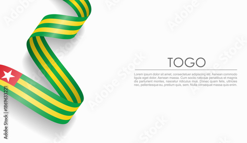 Togolese flag wavy ribbon, symbolizing national pride, ideal for patriotic or cultural design themes. Vector illustration.