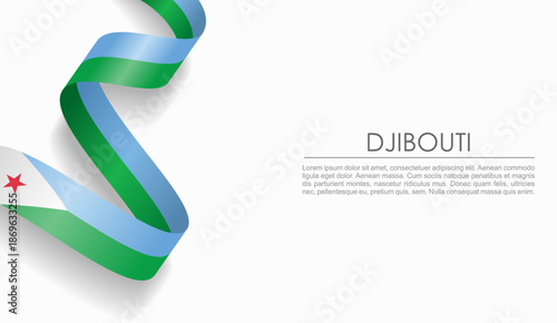 Djibouti flag wavy ribbon, symbolizing national pride, ideal for patriotic or cultural design themes. Vector illustration.
