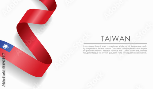 Taiwanese flag wavy ribbon, symbolizing national pride, ideal for patriotic or cultural design themes. Vector illustration.