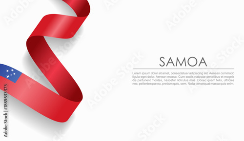 Samoan flag wavy ribbon, symbolizing national pride, ideal for patriotic or cultural design themes. Vector illustration.