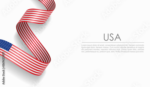 American flag wavy ribbon, symbolizing national pride, ideal for patriotic or cultural design themes. Vector illustration.