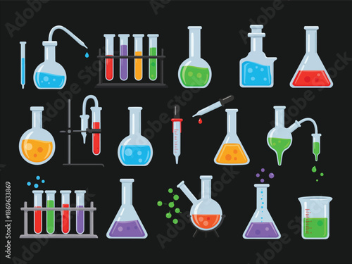 Colorful Science Lab Equipment Set Illustration