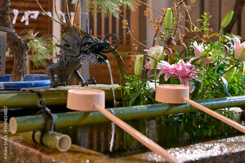 Dragon-Shaped Purification Fountain in Japanese Temple