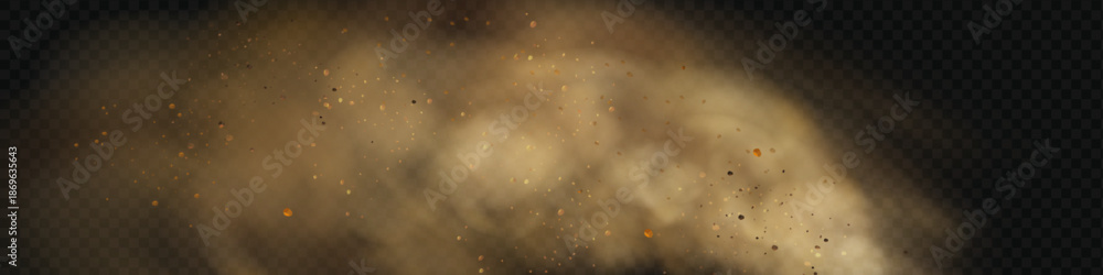 Fototapeta premium Realistic vector background of sandy smoke clouds.