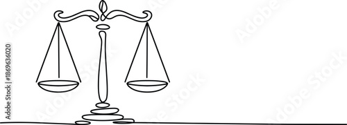 Black and white line of a balance scale with ornate details