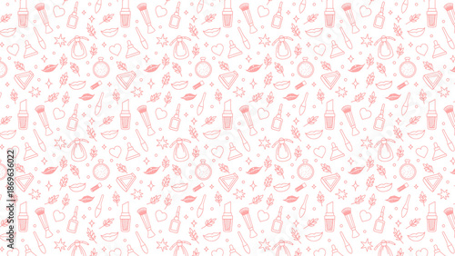 Chic makeup pattern with beauty products and elegant accessories