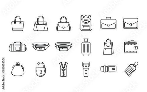 Collection of travel and fashion icons