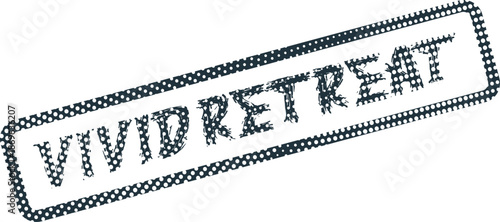 Inspirational Vivid Retreat rubber stamp effect for serene wellness or travel destination marketing