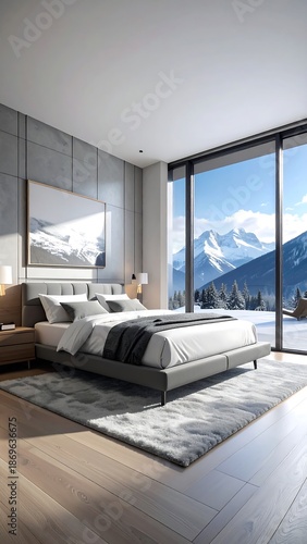 Luxurious Bedroom with Panoramic Mountain Views.
