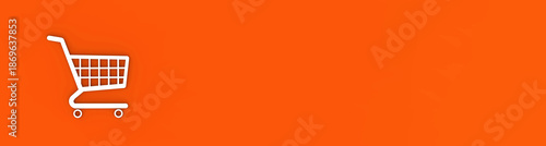 grocery cart from supermarket isolated on red background. shopping and sale symbol. the concept of wholesale sales and purchases. Horizontal image.