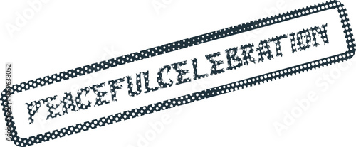 Serene Gathering Stamp Graphic Featuring Peaceful Celebration Text Made From Small People Silhouettes