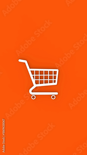 grocery cart from supermarket isolated on red background. shopping and sale symbol. the concept of wholesale sales and purchases. Vertical image.