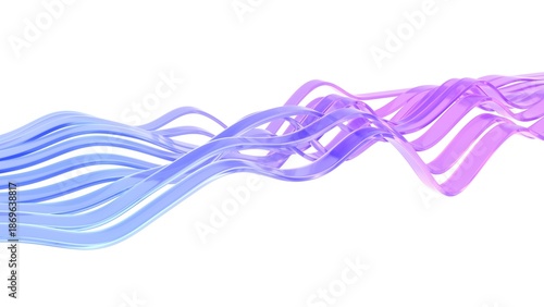 Abstract background design, composition with glass wavy lines, 3d render