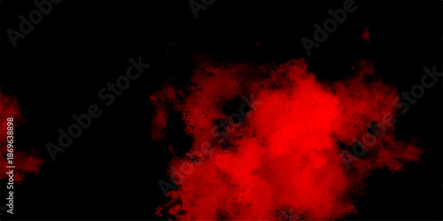 Abstract Cloud Texture with Dark Red and Black Fog Layers. smoke fog misty texture overlay on dark black. Rough red and dark watercolor brush drawn Smoke Overlays on black Background.