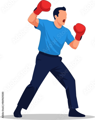 Dynamic Boxer in Red Gloves Throws a Punch Isolated on White Background Powerful Athlete in Action