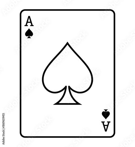 Ace of spades in line art style in black and white