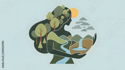 Mother Earth nurturing nature and life.