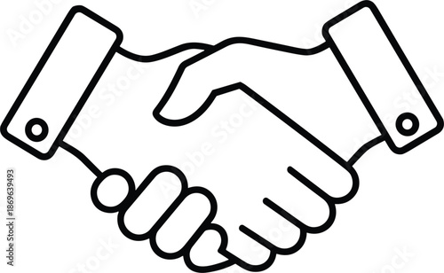 Business handshake line icon for partnership agreement cooperation contract success deal teamwork trust and professional relationship symbol designs,