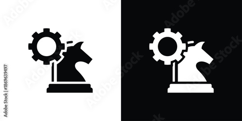Strategy Icon Set Black And White
