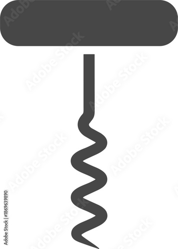 Classic corkscrew silhouette icon for wine bottle opening kitchen tools bar accessories restaurant service and sommelier equipment designs,