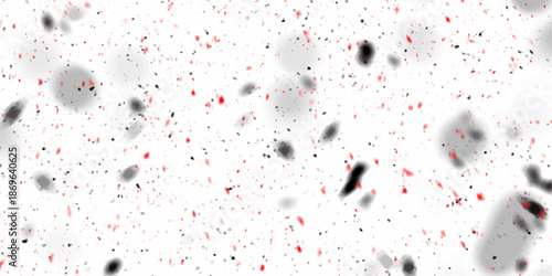 Celebration background template Valentine's Day, with confetti and red ribbons. stains on a white background creating a morbid paint splash pattern. Blood splatters isolated on white.
