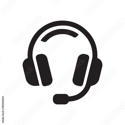 Headphones and microphone icon representing communication and audio equipment