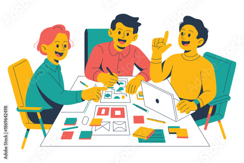 Team collaboration involves sketching wireframes for application user.