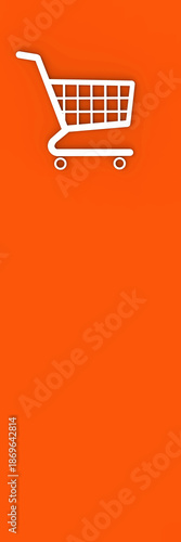 grocery cart from supermarket isolated on red background. shopping and sale symbol. the concept of wholesale sales and purchases. Vertical image.