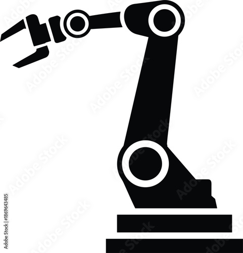 Industrial robotic arm silhouette for automated manufacturing technology engineering smart factory production assembly line and mechanical artificial intelligence systems,